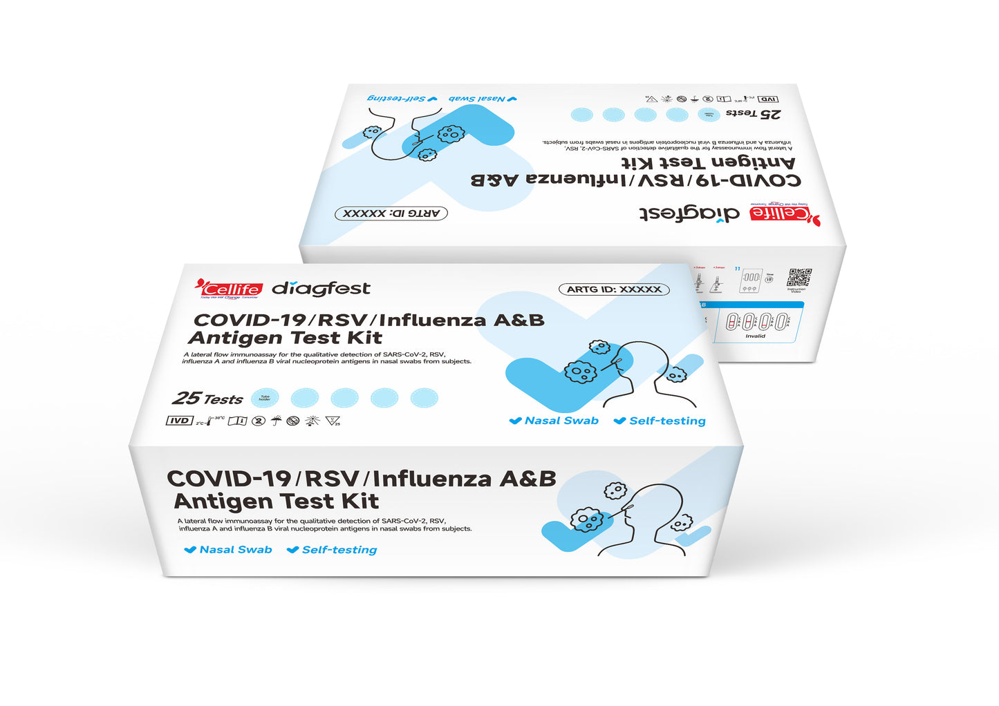 Cellife Diagfest Covid-19/RSV/Influenza A&B Antigen Test Kit  1/5/20/25 Pack