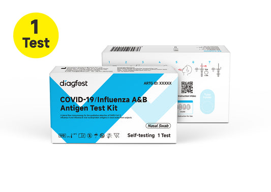 Diagfest Covid-19 / Influenza A & B Antigen Test Kit 1/5/20/25 Pack