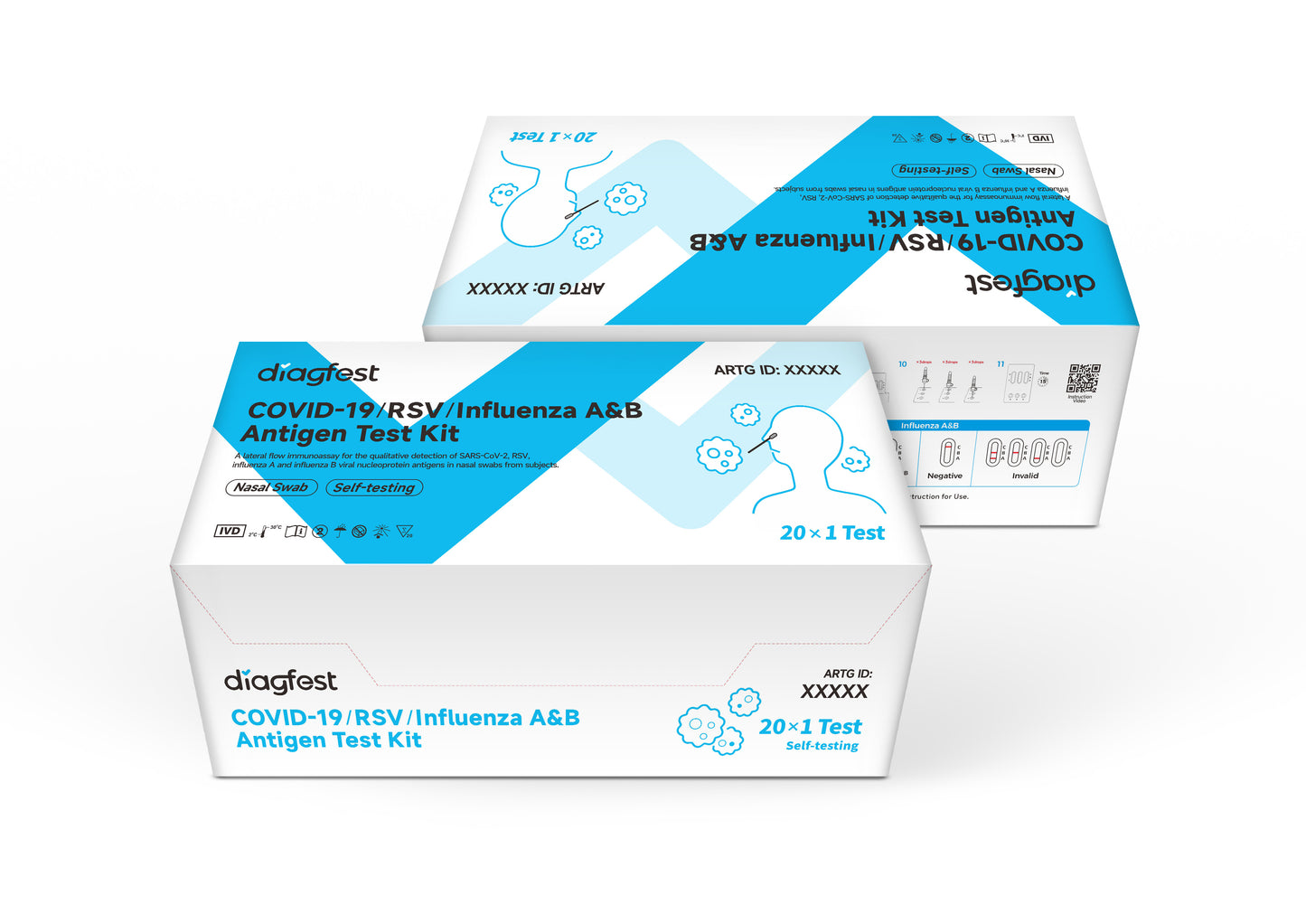 Diagfest Covid-19/RSV/Influenza A&B Antigen Test Kit 1/5/20/25 Test