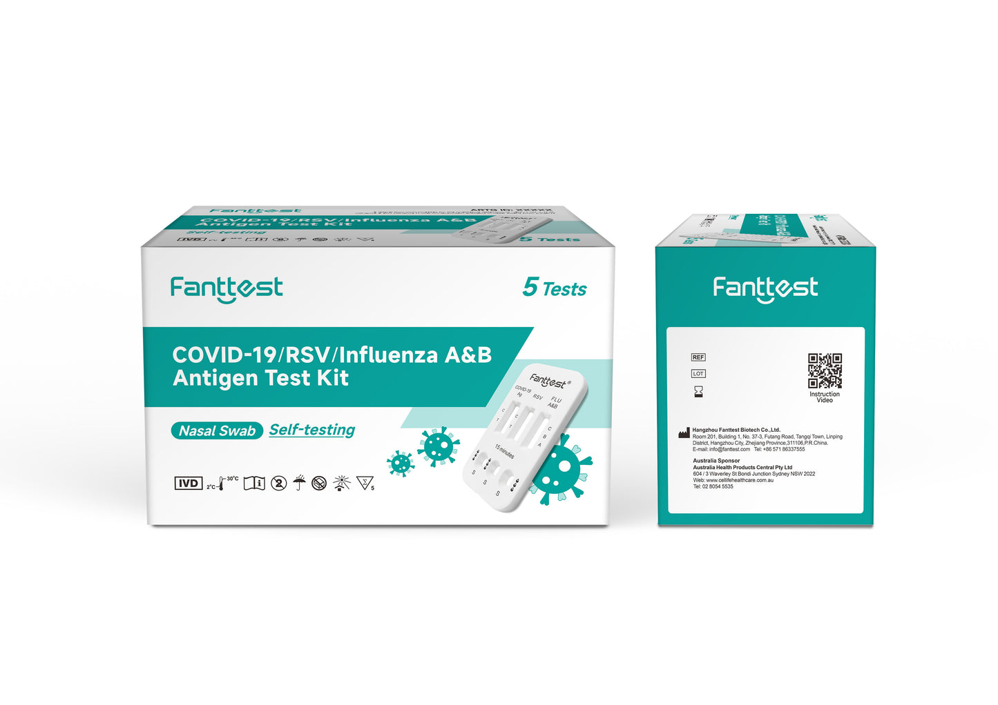 Fanttest 4-in-1 – COVID-19 / RSV / Flu A / Flu B – 5 Pack